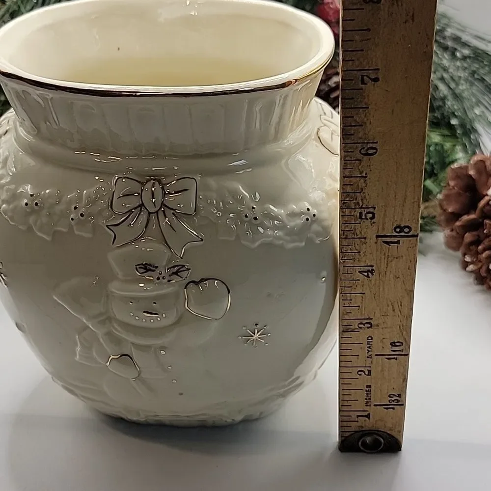 Young's Snowman Ceramic Vase Vintage 2001